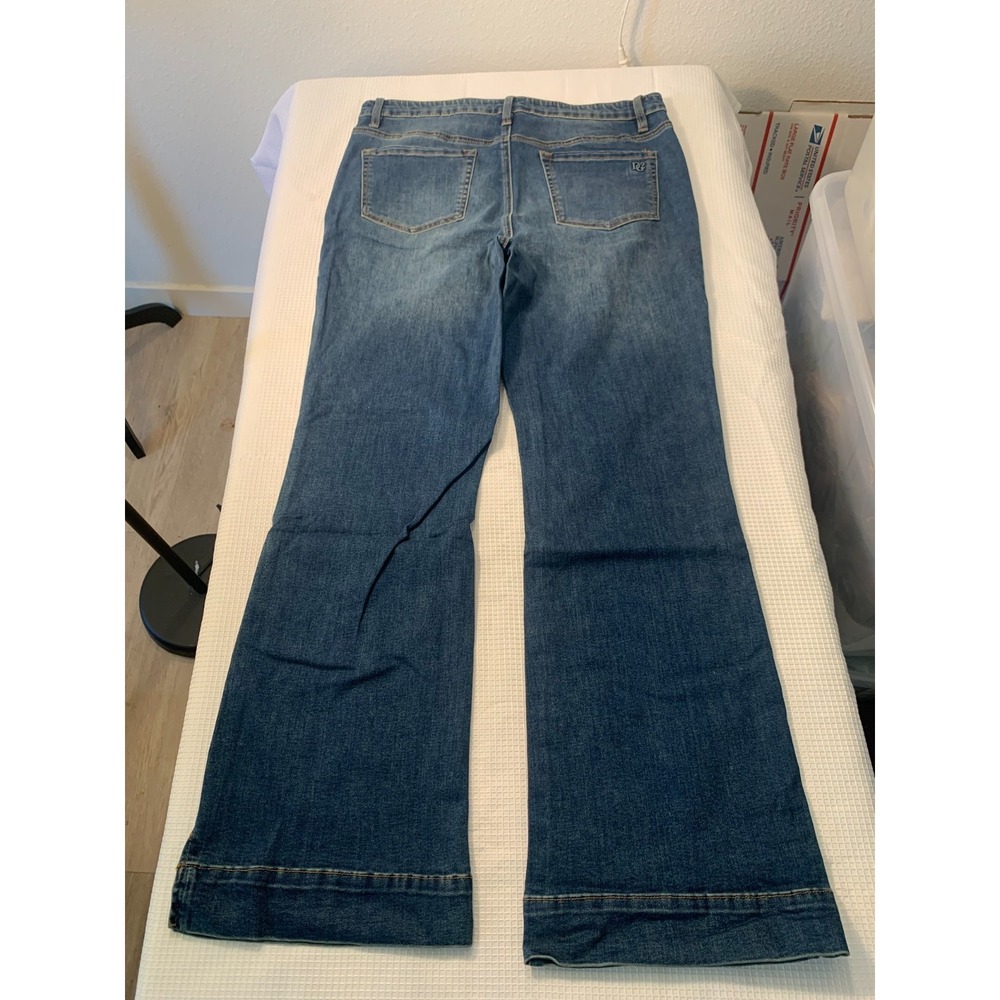 (H-268)D2 by Diane Gilman Bootcut Jeans L Blue High Rise Button Fly Stretch NWT - Picture 3 of 10
